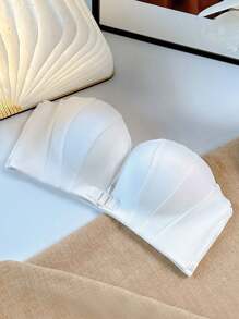 Women Seashell Pattern Wireless Push-Up Front-Closure Bra, Backless & Strapless Wedding Bra (For Small Bust),