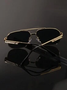 1 Cặp Kính Thời Trang Kim Loại Cao Cấp Phong Cách Châu Âu Và Mỹ Cổ Điển, Phong Cách Đường Phố Mùa Hè Và Phù Hợp Với Áo Len Áo Khoác Áo Nỉ Quần Da Và Quần Cargo - Màu xanh ở trên và màu hồng ở dưới - Xem 2