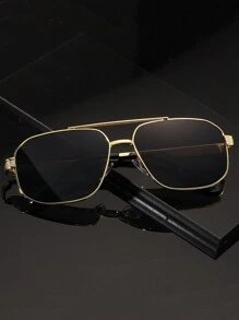 1 Cặp Kính Thời Trang Kim Loại Cao Cấp Phong Cách Châu Âu Và Mỹ Cổ Điển, Phong Cách Đường Phố Mùa Hè Và Phù Hợp Với Áo Len Áo Khoác Áo Nỉ Quần Da Và Quần Cargo - Màu xanh ở trên và màu hồng ở dưới - Xem 3