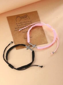 2pcs Fashion Stainless Steel Cross Fair Couple Bracelet Valentine's Day Interesting Festival Decoration Gifts,Mom,Mother,Mother's Day,Gift