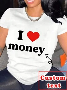 هدايا لصديقتك/زوجتك، هدايا عيد الحب، هدايا المخصصة، هدايا عيد الميلاد المخصصة، تي شيرتات نسائية مخصصة - أضف نصك/صورك الخاصة (بيانات/شعارات/شعارات الحياة/الكلمات المفضلة/نكات الإنترنت) لتصميم تي شيرتات مطبوعة شخصية، أحب التي شيرتات، أحب القمصان، هدايا الذكرى السنوية، هدايا عيد الحب، هدايا عيد الميلاد، هدايا الزفاف، هدايا أفضل صديق. - أبيض - مشاهدة 2