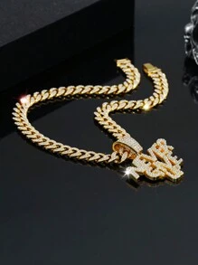 1 件 Never Give Up 吊坠、男士项链、冰晶魅力链首饰，适合日常佩戴