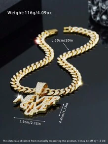 1 件 Never Give Up 吊坠、男士项链、冰晶魅力链首饰，适合日常佩戴