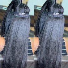 Straight Mini Tape In Human Hair Extensions 16-26inches 100% Natural Real Invisible Adhesive Tape Ins For Women - Natural Black - 查看 7