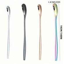 304 Stainless Steel Long Handle Stirring Spoon, Coffee/Tea Iced Drink Spoon, Bar & Kitchen Utensil, Mixing & Seasoning Tool Back To School - Multicolor - View 12