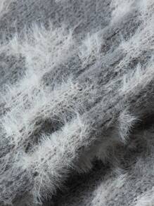 Fashionable Leopard Print V-Neck Button-Down Cardigan Sweater, Casual Loose Fit, Warm And Versatile For Men And Women, Suitable For Spring, Autumn, And Winter - Grey - View 9