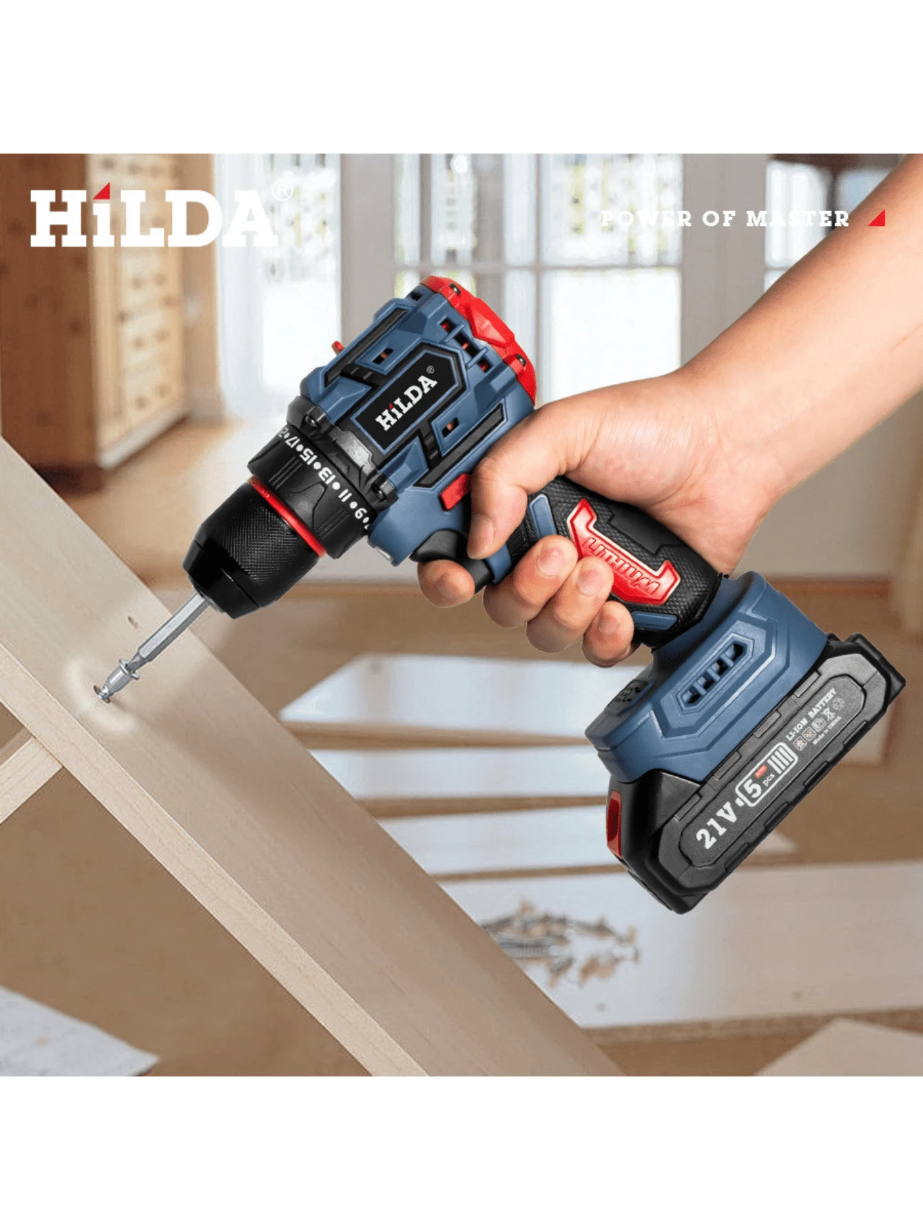 Trapano A Batteria 20V Con 120 Pezzi | Mandrino Metallo 3/8 | 2 Batterie 2.0Ah | Per Fai Da Te - Foto 9