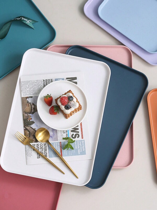 4قطع صواني بلاستيكية، ألوان متنوعة، صواني مستطيلة للمطعم والكافيتيريا والمطبخ والفندق