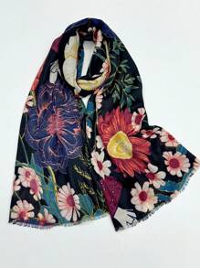 New Simple Print Women Scarf Fashion Neck Wrap Spring/Summer Sun Protection Beach Shawl Linen Feel For Ladies - Multicolor - View 5