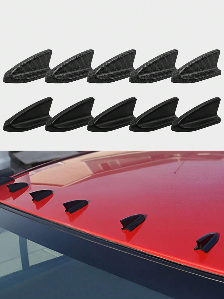 10pcs Car Modifications Shark Fin Antenna Roof Top Decorative Tail Fin Sticker Accessories - Multicolor - View 1