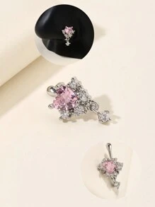 1个金色立方氧化锆花朵假鼻环，低过敏性无穿孔夹式鼻环，适合日常佩戴，可爱身体饰品礼物 - 玫瑰金 - 查看 4