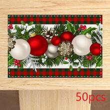 50 件圣诞节季节性一次性餐垫，适用于派对、厨房、餐厅装饰 - 彩色 - 查看 8