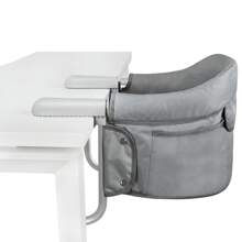 Froadp Baby Table Seat Booster Child Chair Foldable High Chair With Non-Slip Handle & Belt & Storage Bags Child High Chair For 2-8cm Thick Table - 灰色 - 查看 3
