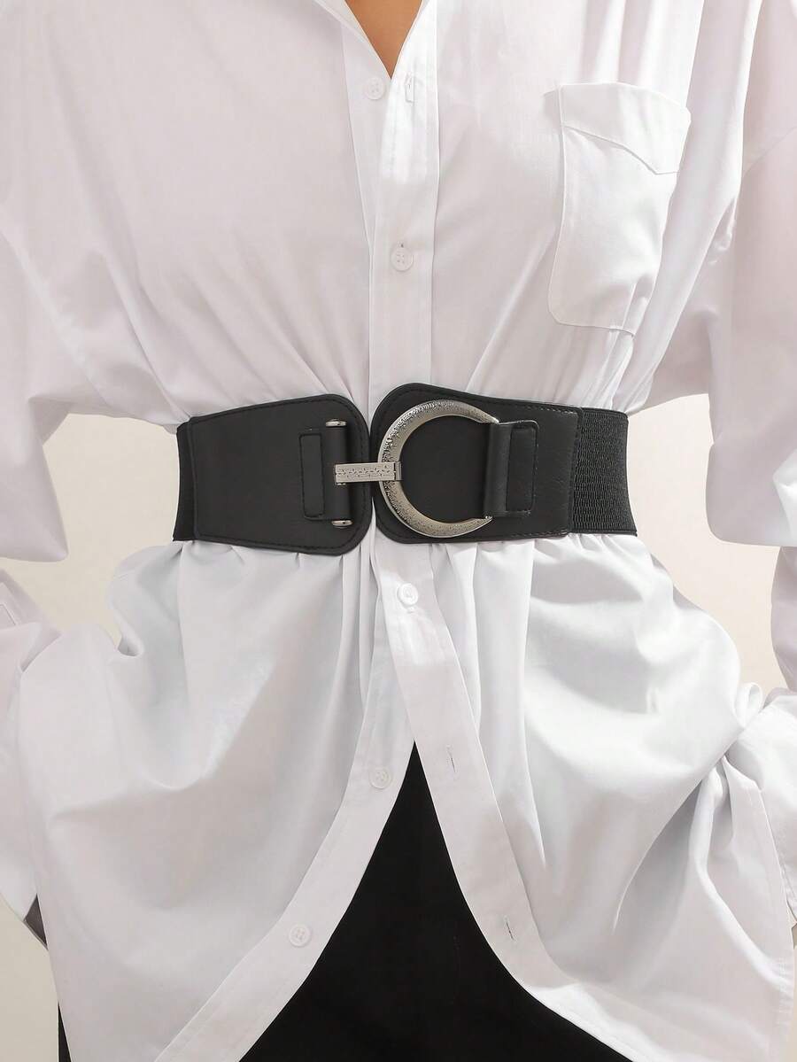 1 chiếc thắt lưng đàn hồi trang trí thắt lưng kim loại bạc cổ điển theo phong cách Gothic, phụ kiện cosplay, kẹp thời trang đa năng cho bữa tiệc - Cái nút - Xem 1