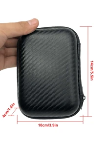 拉链式线缆整理盒，便携式多色充电器耳机便携包 - 黑色 - 查看 4