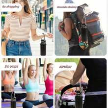 1 件，适用于 16-40 盎司水杯硅胶雏菊杯带，可调节便携式水瓶架挂绳，水杯挂绳硅胶圈，可调节便携式水瓶杯带吊坠，适合上学、徒步旅行、户外使用 - 彩色 - 查看 11