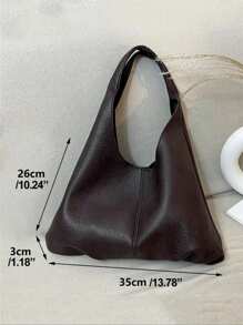 Dedoo 1件纯色新款PU个性化日常通勤手提包，简约托特包，单肩包，腋下包，带模块化信封袋和零钱包 - 咖啡棕 - 查看 5