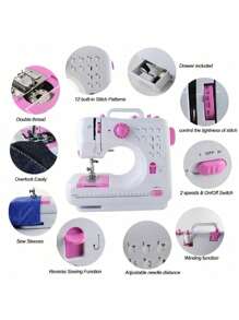 2023new Maquina de Coser Electrica 12 Tipos de Puntadas, Pedal Eléctrico de Doble Uso, Función de Patchwork, Costura de Botones, Cremallera, Costura Cilíndrica, Máquina de Coser Electrica - Tipo de Enchufe A USA (110-127V) - Ver 5