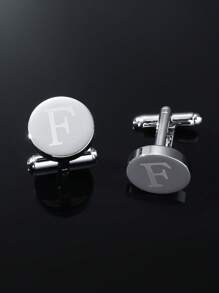 1 paire Boutons De Manchette De Simple Et À La Mode Pour Homme laser 26 Alphabet Anglais