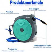 VA-Cerulean Hose Reel Automatic Compressed Air Grey/Green 10m/20m/18+2m - Compressed Air Hose Reel Wall Hose Holder - 綠色 - 查看 4