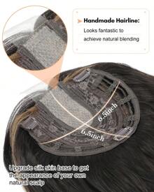 Megito Hair Toppers For Women 20inch Wavy Hair Toppers For Women Toppers Hair Pieces For Women With Thinning Hair Synthetic Wig Clip In Hair Topper Wiglets With Fringe Bang Add Hair Volume - 深棕色帶亮點 - 查看 3