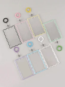 2件装钥匙扣透明创意亚克力学生校园卡饭卡保护套钥匙圈轻便钥匙扣吊坠办公用品学校用品家居用品返校礼物照片徽章夹卡夹钱包名片夹信用卡夹身份证夹女士女士卡片钱包 - 彩色 - 查看 1