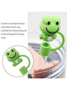 1pc Cute Silicone Reusable Straw Cap, Dust-Proof Straw Cover Christmas Gift - Multicolor - View 4