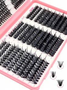 Asiteo 580 件 DIY 睫毛延长套装，D 卷曲单根睫毛，9-18 毫米，30D/40D/50D/60D/80D/100D 蓬松浓密睫毛，带二合一睫毛粘合剂和密封剂和卸妆液 - 非常适合 DIY 家庭、派对和节日 - 彩色 - 查看 8