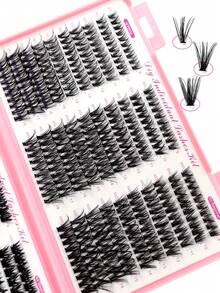 Asiteo 580 件 DIY 睫毛延长套装，D 卷曲单根睫毛，9-18 毫米，30D/40D/50D/60D/80D/100D 蓬松浓密睫毛，带二合一睫毛粘合剂和密封剂和卸妆液 - 非常适合 DIY 家庭、派对和节日 - 彩色 - 查看 6