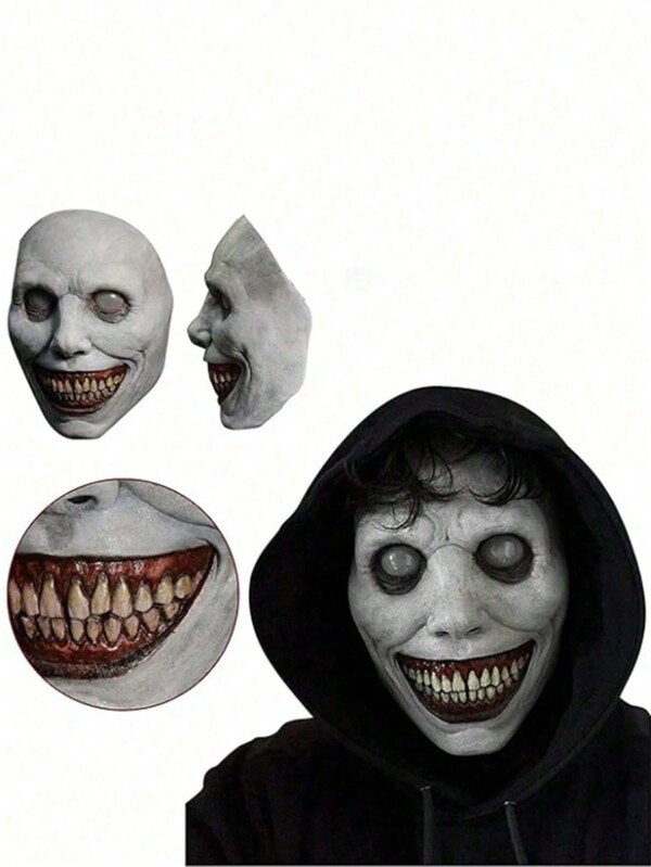 1pc Best-Selling Hot-Selling Smile White Face Green Face Demon Latex Mask Costume Prop Suitable For Various Holiday Occasions