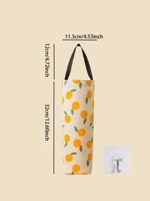 1 pièce Porte-sac à ordures mural et boîte de rangement avec un joli design de dessin animé frais , amovible, pliable et fabriqué en lin, facile pour organiser des sacs en plastique et de petits objets