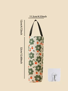 1 pièce Porte-sac à ordures mural et boîte de rangement avec un joli design de dessin animé frais , amovible, pliable et fabriqué en lin, facile pour organiser des sacs en plastique et de petits objets