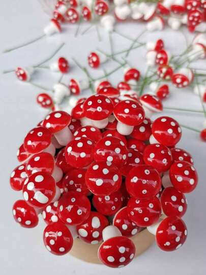 50/100 Piezas Setas artificiales de resina en miniatura, decoración para manualidades de paisajismo y terrarios de musgo, accesorios para macetas y microjardinería
