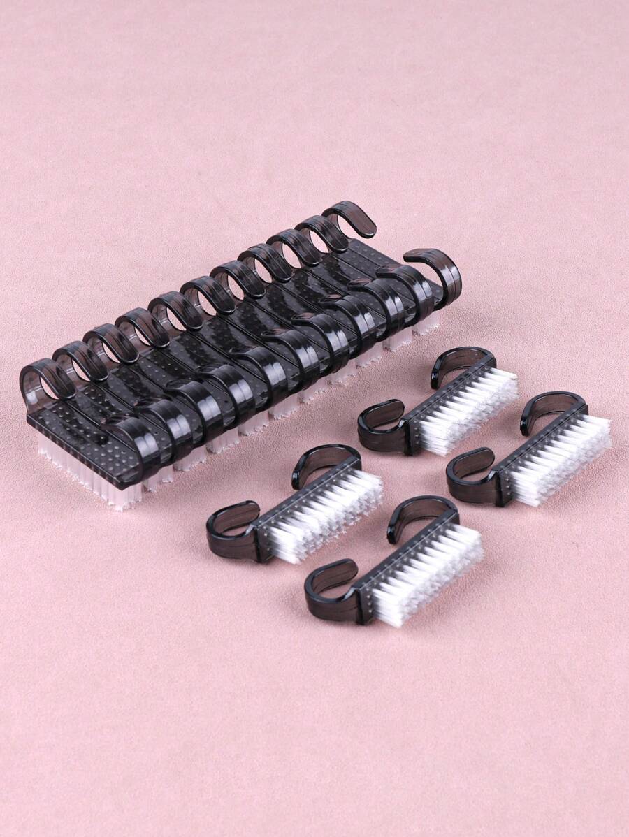 10pcs/50pcs Small Black Nail Brush, Nail Dust Cleaner Brush, Multi-Function Nail Art Brushes - Black - View 1