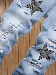 Jeans di moda in denim dai colori a contrasto per uomo