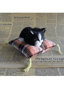 Estera de peluche simulación de gato adorable y realista, gatito durmiendo - Multicolor - Ver 2