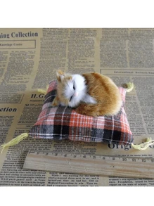 Estera de peluche simulación de gato adorable y realista, gatito durmiendo - Multicolor - Ver 4