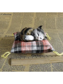 Estera de peluche simulación de gato adorable y realista, gatito durmiendo - Multicolor - Ver 3