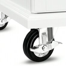 Froadp White Kitchen Trolley With Wheels And Worktop - Wooden Serving Cart With Towel Rack And Spice Board - Mobile Kitchen Cabinets - 115 X 90 X 36 Cm - White - View 7