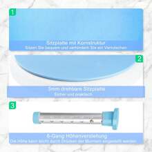 Froadp 360° Swivel Shower Chair Modern Adjustable Height 37-53cm With Non-Slip Rubber Feet Shower Aid Portable Shower Seat Max Load: 136kg - With Handle - View 2