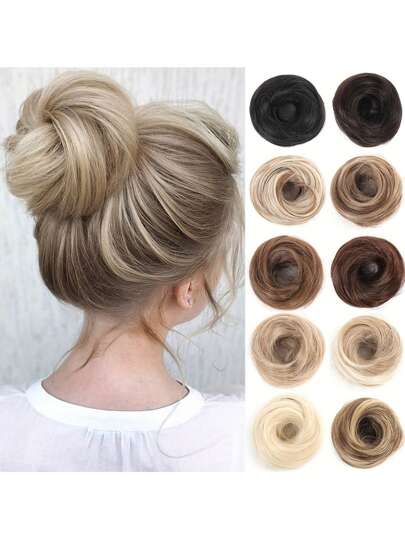Synthetic Wig Bun Clip In On Hair Tail Extension Elastic Rubber Band Chignon Updo Hair Piece Ponytail For Women