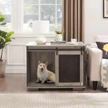 Farmhouse Dog Crate Crate Furniture With Removable Dividers For Indoor Use, Grey - 灰色的 - 查看 7