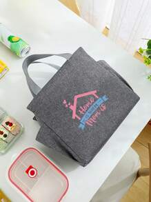 Handheld Insulation Bag Hot Selling Cartoon Letter Thick Insulation Lunch Bag Insulation Bento Bag Double-Sided Pockets Mother's Day Teacher's Day Gift Multiple Patterns Portable Large Capacity Meal Bag