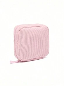 1 pieza Bolsa de almacenamiento de toallas sanitarias rosada, bolsa de almacenamiento portátil, gran capacidad, estilo sencillo, utilizada para almacenar toallas sanitarias, protectores diarios y tampones, una necesidad para las niñas, una buena opción para salir.