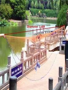 海洋捕鱼抛网，用于诱饵陷阱、轮胎线海水捕鱼抛网，便携式抛网带铝环折叠诱饵网，适用于海水和淡水的抛网，高品质手工抛投单丝渔网，魔术旋转网，易于抛投 - 紅木色 - 查看 21