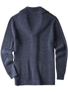 Cardigans grande taille pour hommes - Bleu marine - Voir 2