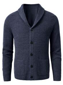 Cardigans grande taille pour hommes - Bleu marine - Voir 1