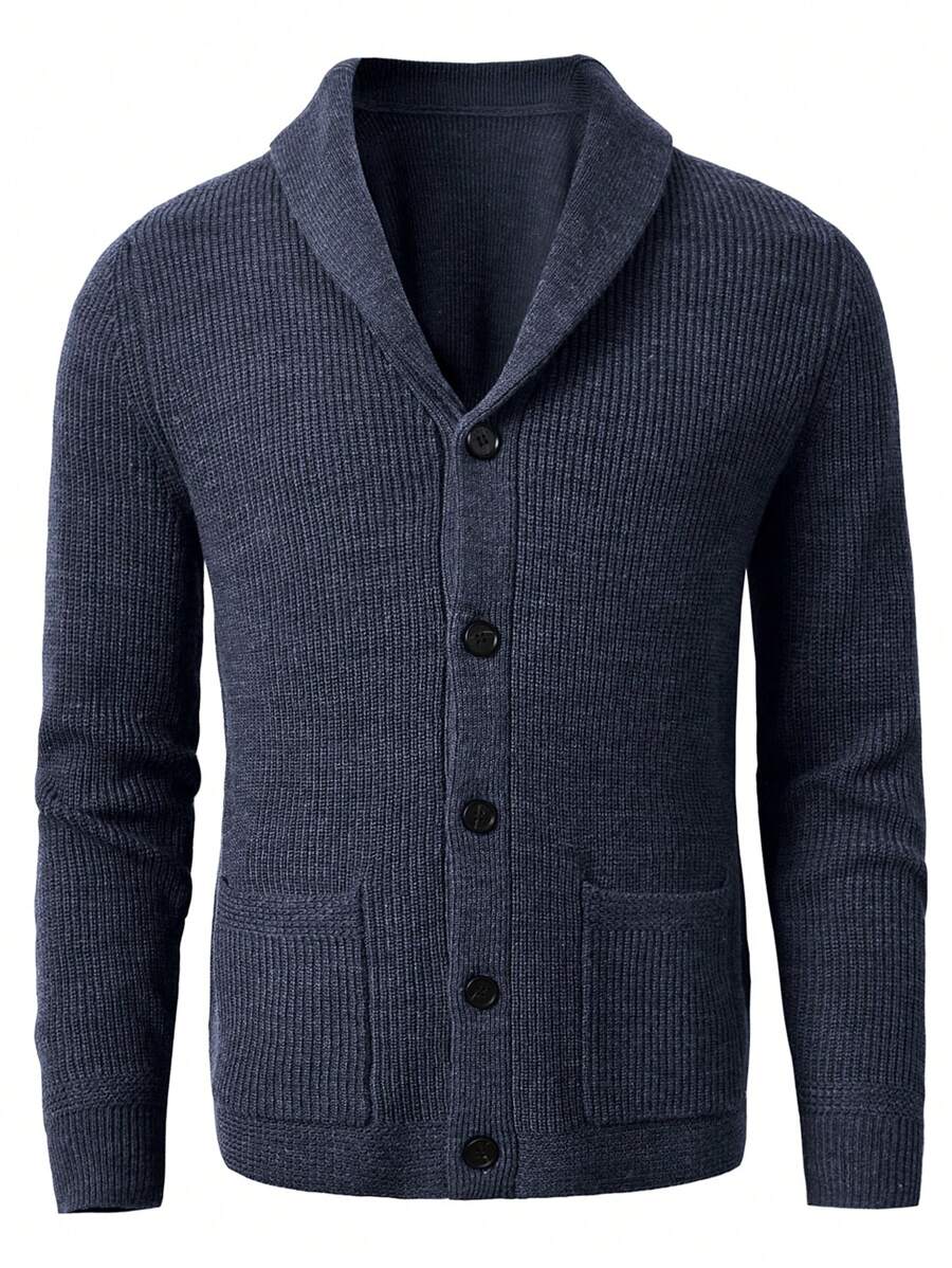Cardigans grande taille pour hommes - Bleu marine - Voir 1
