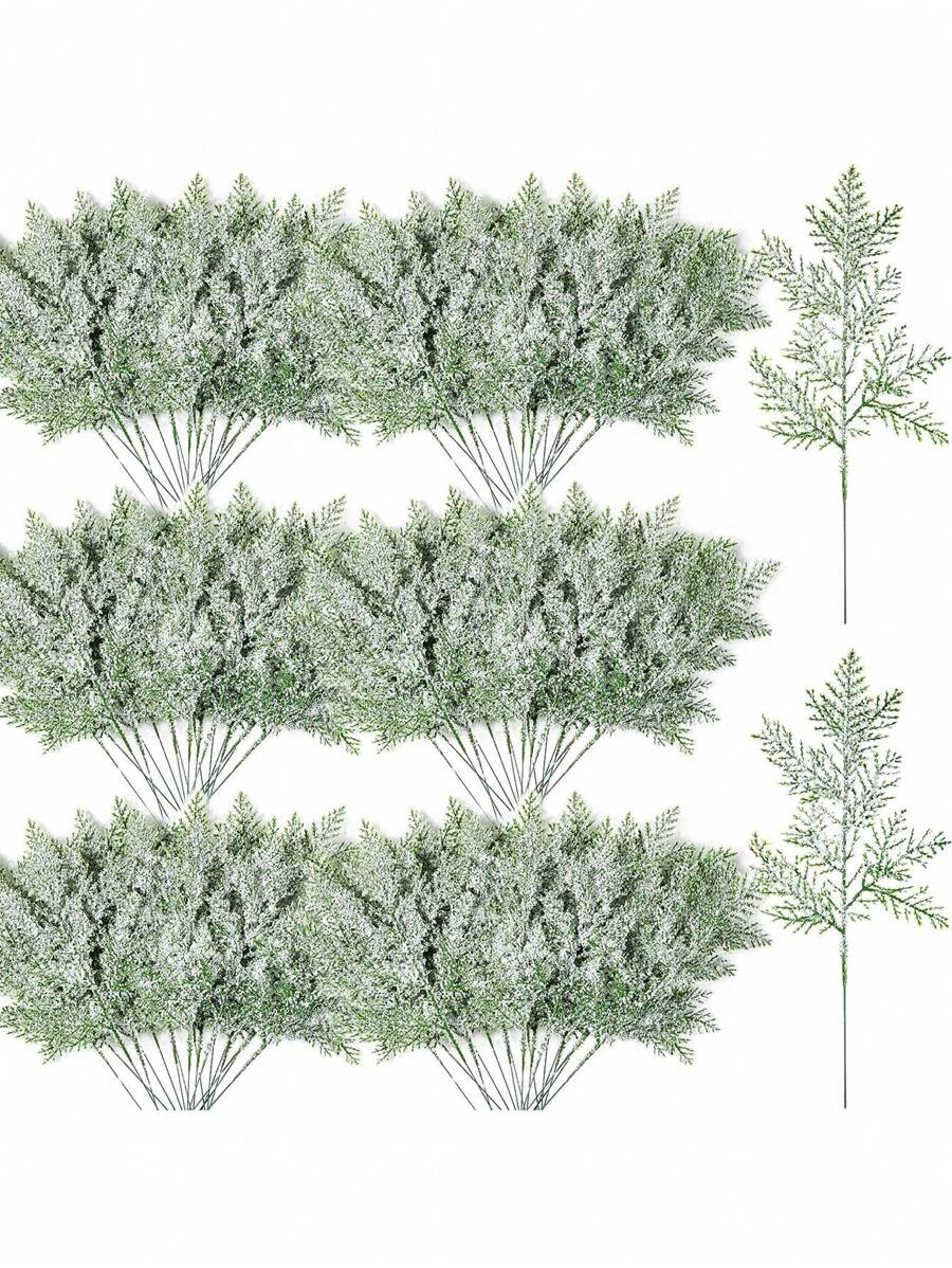 15 件圣诞闪光松针 11.4 英寸松针茎挑选 DIY 圣诞花环花环装饰人造松树枝适用于圣诞节冬季家居中心装饰派对装饰（绿色）、情人节、礼物