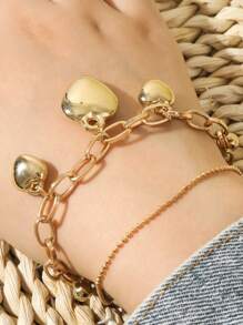 yijiangbeiting 男士交叉和珠子墜飾手環 - 銀色 - 查看 8